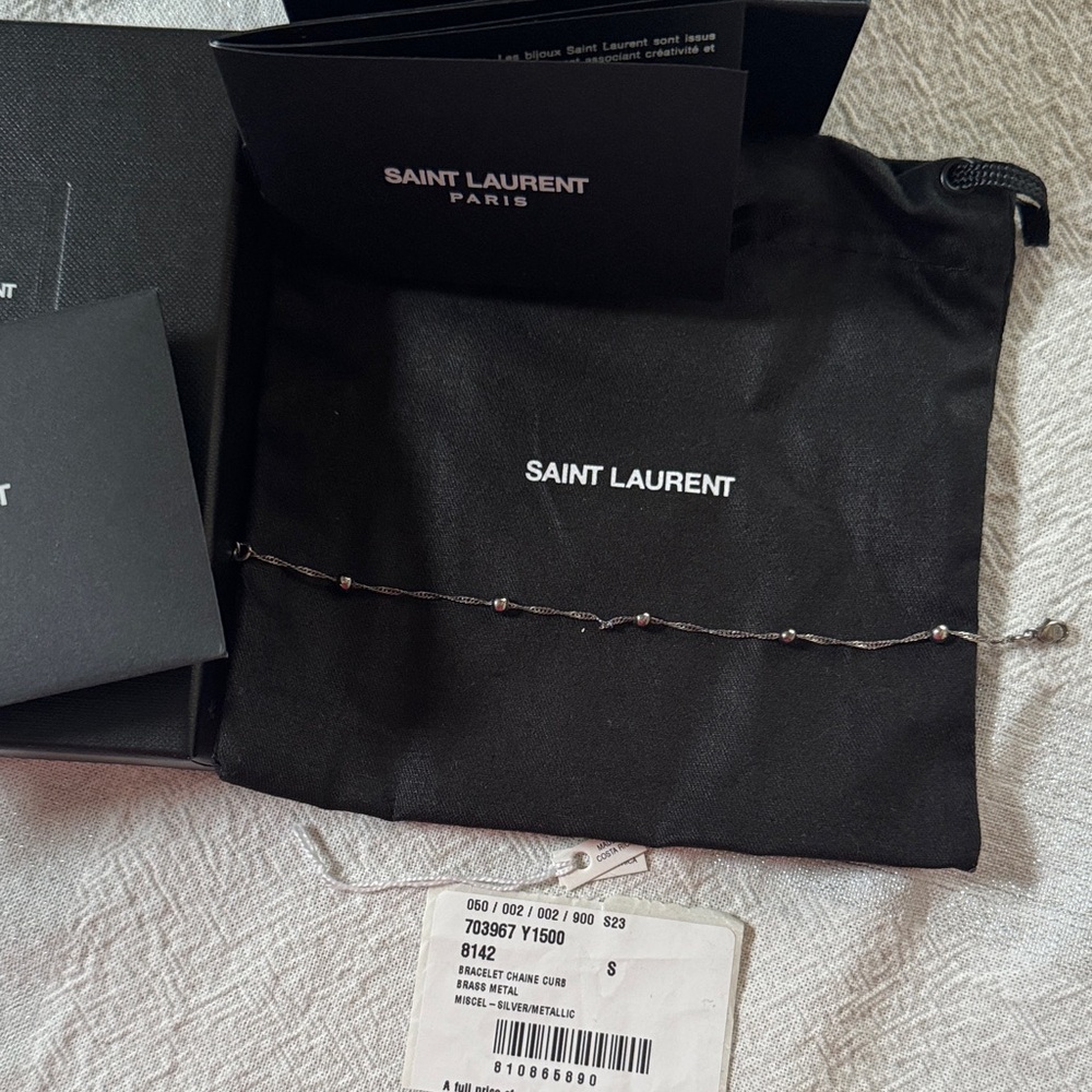 Saint Laurent Black and Silver Chain Bracelet